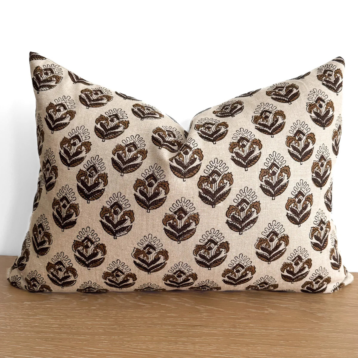 Brown Flower Block Print Pillow Cover | Hackner Home (US)