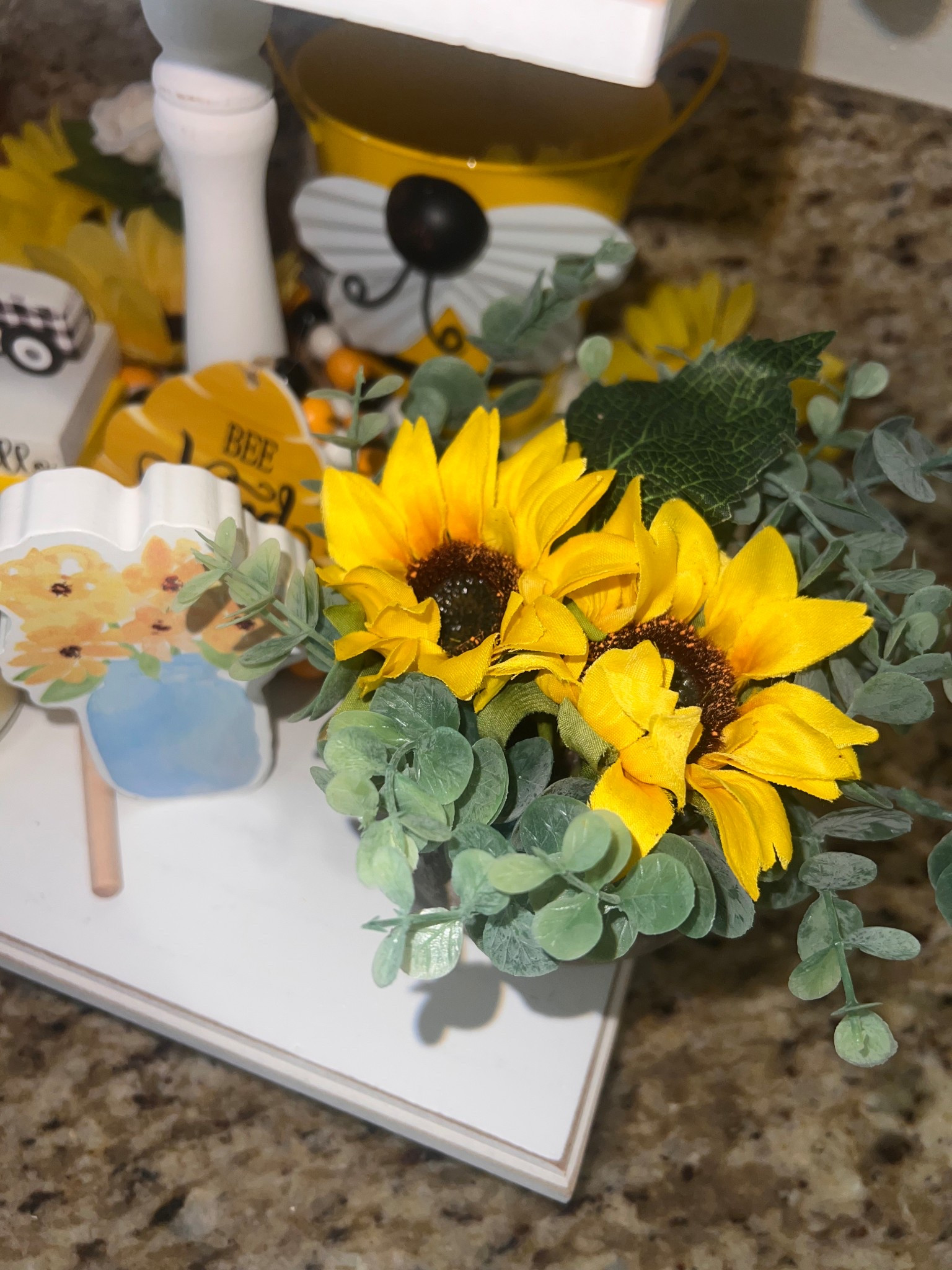 Mini sunflower plant  but mighty—this sunflower brought my summer tray to life!