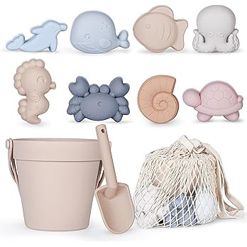 MarcZero 11Pcs Silicone Beach Toys,Modern Baby Beach Toys,Travel Friendly Beach Set,Silicone Buck... | Amazon (US)