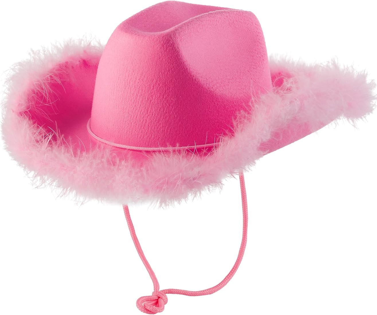 Pink Cowgirl Hat with Feather Boa - Cowboy Hat for Women, Teenage Girls with Fluffy Feather Brim ... | Amazon (US)