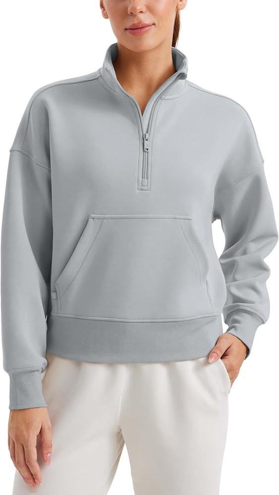 CRZ YOGA SoftAura Half Zip Sweatshirt for Women Long Sleeve Pullover Workout Casual Funnel Neck T... | Amazon (US)