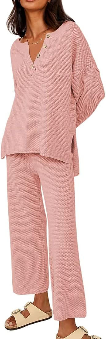 LILLUSORY Trendy 2 Piece Outfits Oversized Slouchy 2022 Winter Matching Lounge Sets Cozy Knit Lou... | Amazon (US)