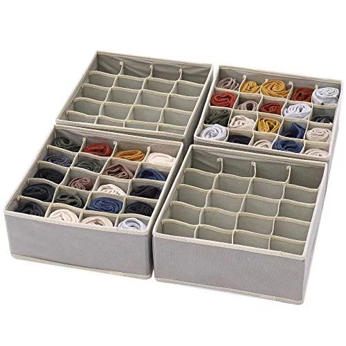 DIOMMELL Set of 4 Foldable Cloth Storage Box Closet Dresser Drawer Organizer Fabric Baskets Bins ... | Walmart (US)