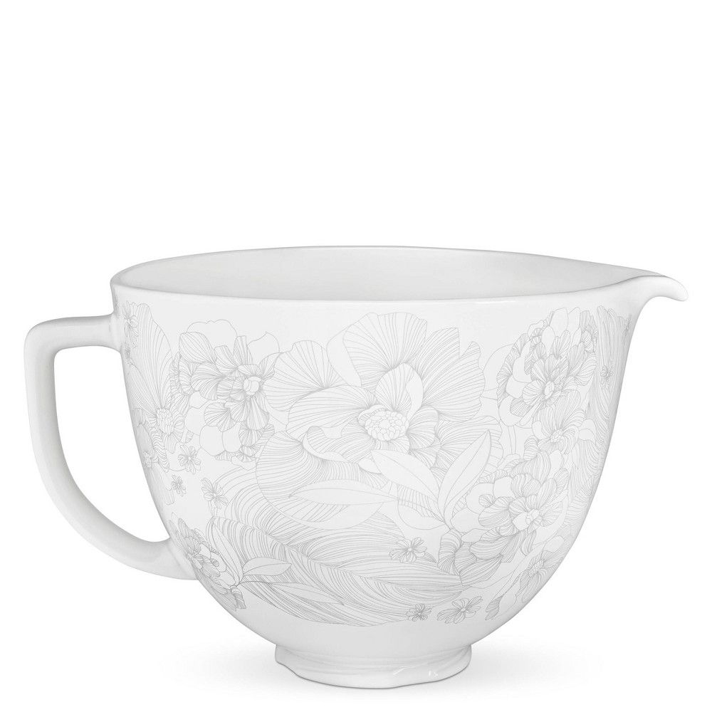 KitchenAid 5qt Whispering Floral Ceramic Bowl - White | Target