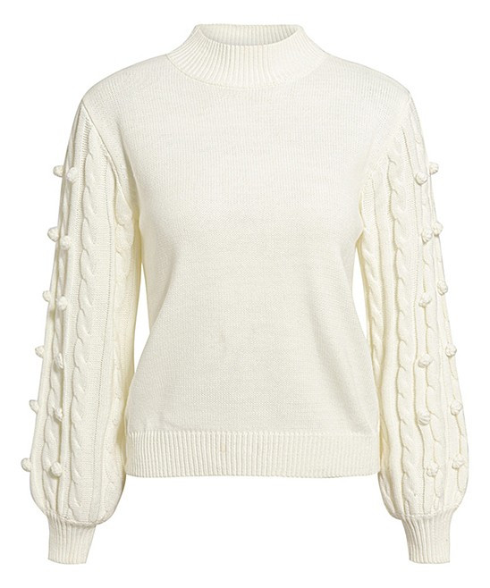 White Cable-Knit Sweater - Women | Zulily