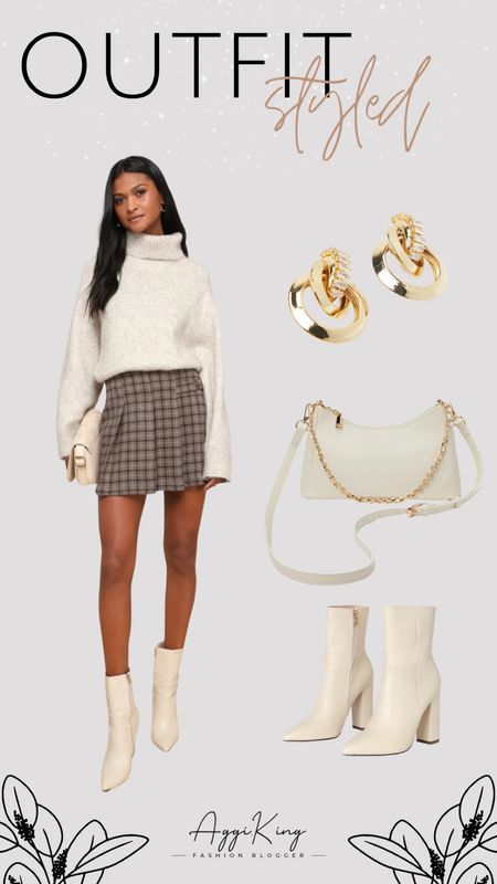 Casual fall outfit plaid skirt beige turtleneck 

#lulus #falloutfit #thanksgiving 

#LTKGiftGuide #LTKHoliday #LTKSeasonal