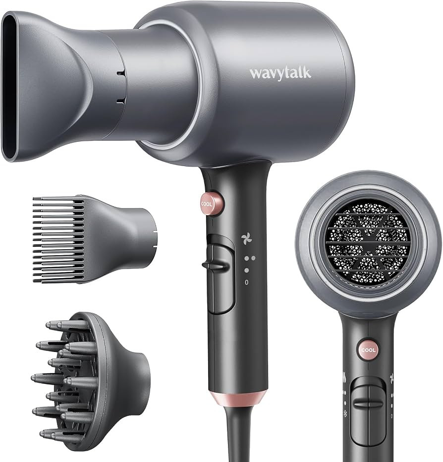 Wavytalk Ionic Hair Blow Dryer with Diffuser for Curly Hair Professional Salon Attachment Diffuse... | Amazon (US)