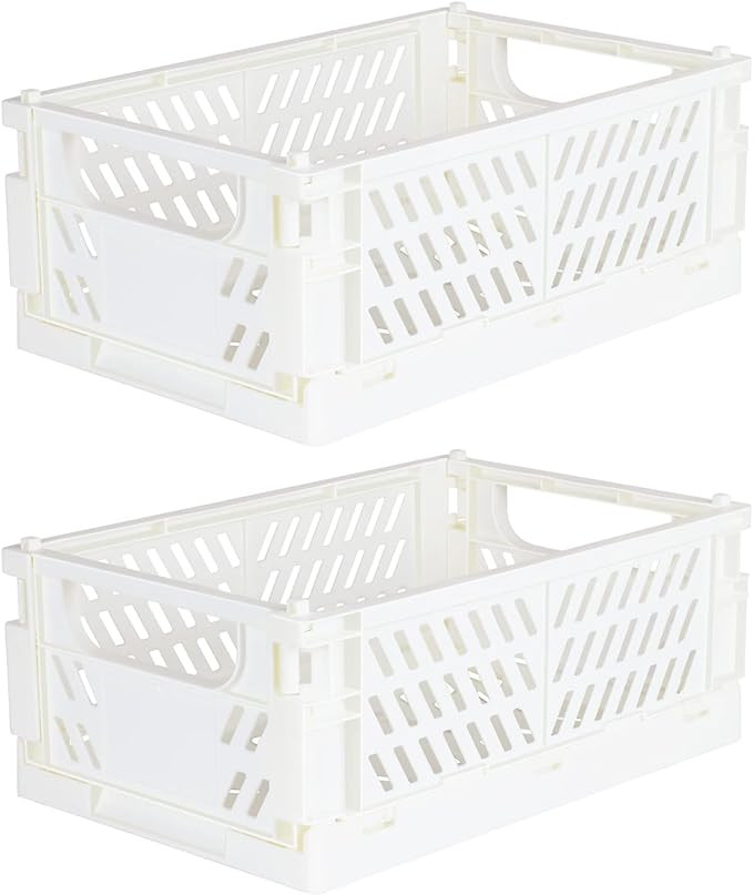 Tixill 2-Pack Mini Foldable Plastic Baskets for Organizing and Storage, Collapsible Storage Crate... | Amazon (US)
