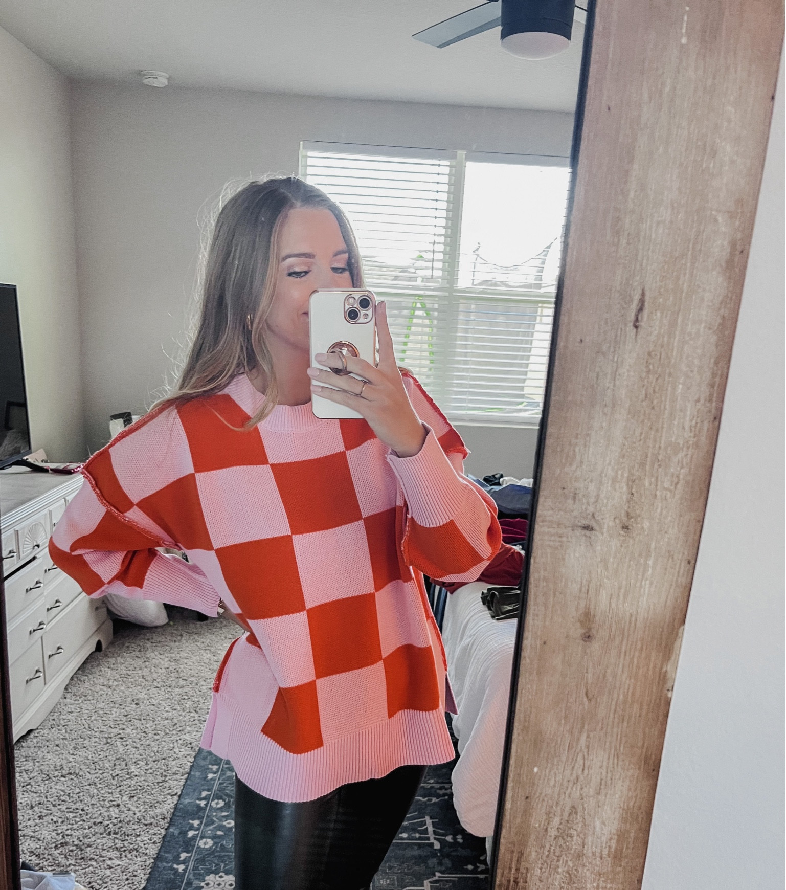 OBSESSED with this checkered sweater. Size up for a more oversized fit or stick to your true size for a standard fit. I’m in a medium (small is my true size)

#LTKunder50 #LTKHoliday #LTKstyletip