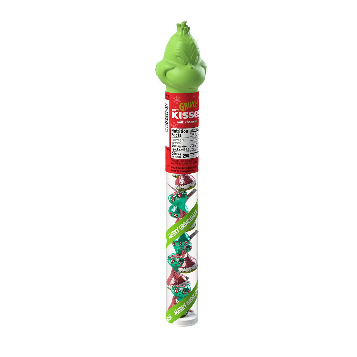 Hershey's Kisses Christmas Grinch Milk Chocolate Filled Plastic Cane Candy - 2.08oz | Target