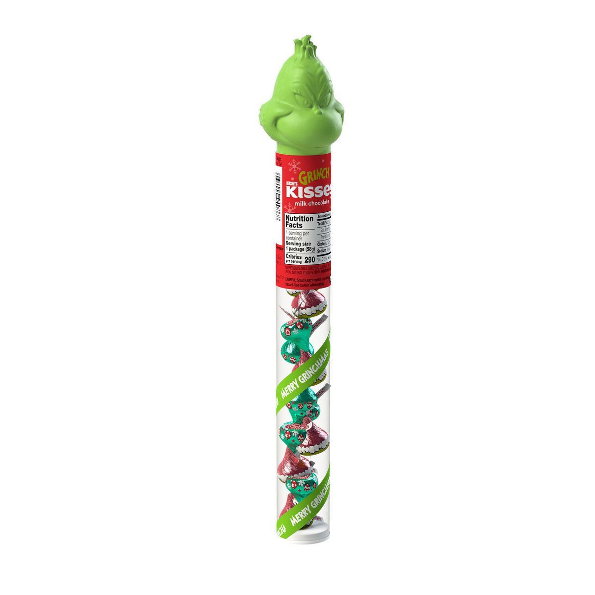 Hershey's Kisses Grinch Milk Chocolate Filled Plastic Cane Holiday Candy - 2.08oz | Target