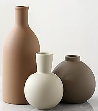 Ceramic Vase Set of 3, Vases Home Decor Rustic Farmhouse Decorative Vase Pottery Vases for Bouque... | Amazon (US)
