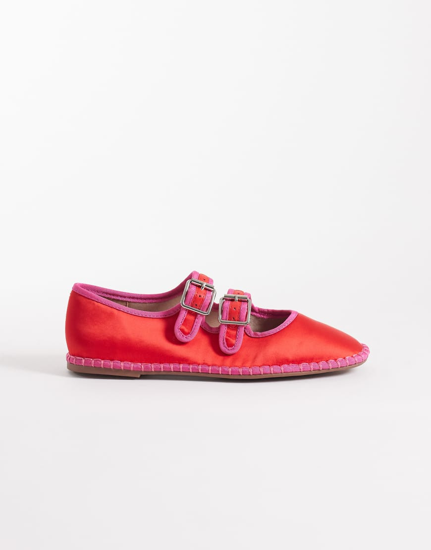 ASOS DESIGN Lumina mary jane ballets in red and pink | ASOS (Global)