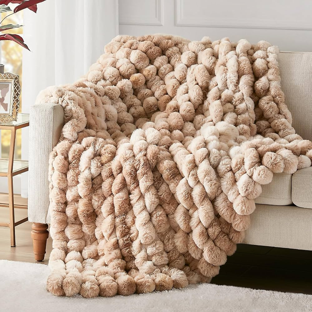 Hyde Lane Soft Faux Rabbit Fur Throw Blanket, Cute Plush Fuzzy Blanket for Sofa Couch, Thick Fluf... | Amazon (US)