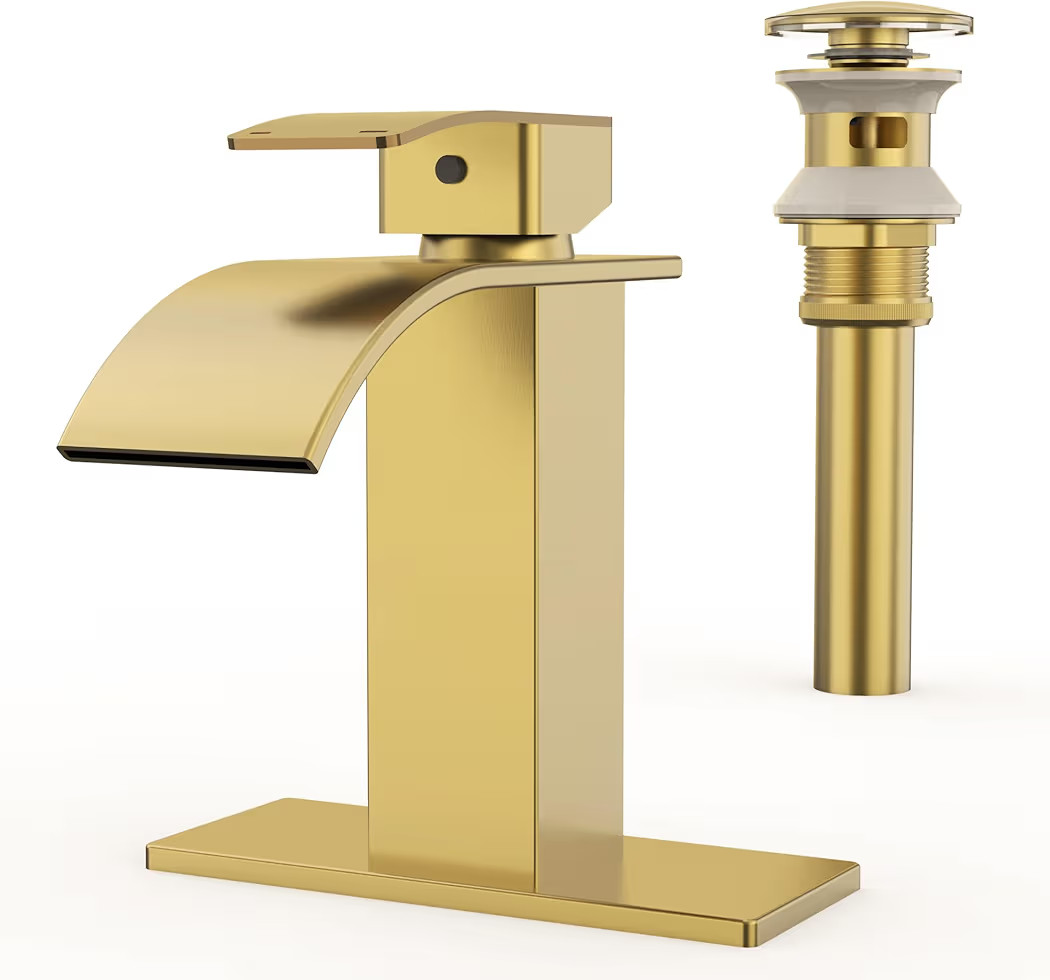 RUACQ Waterfall Bathroom Faucet,Single Handle Bathroom Sink Faucets for 1 or 3 Hole, Stainless St... | Amazon (US)