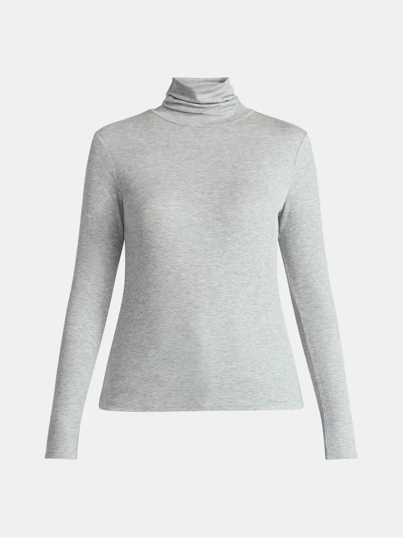 Time and Tru Women's Ribbed Turtleneck with Long Sleeves, Sizes XS-XXXL | Walmart (US)
