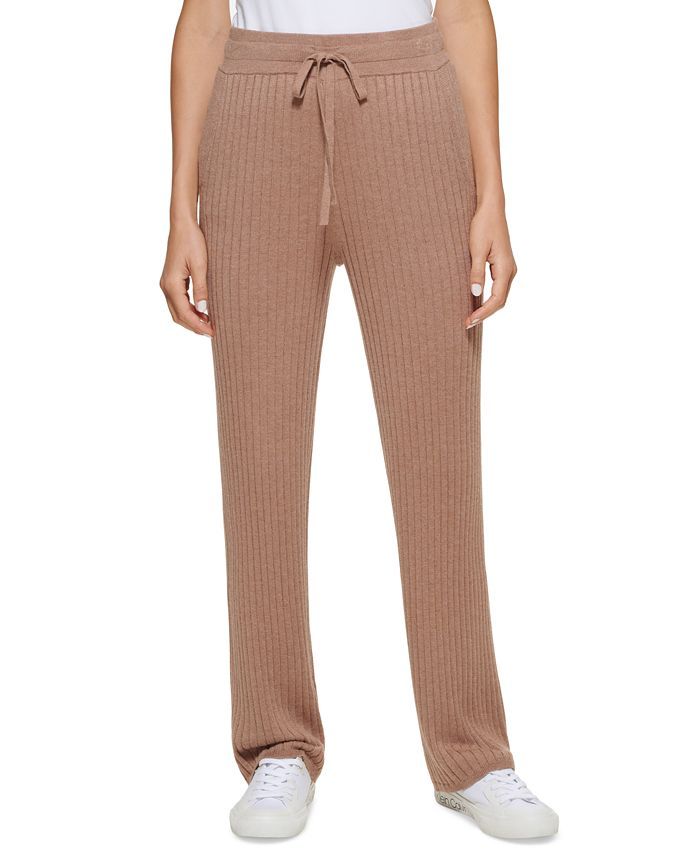 Calvin Klein Wide Leg Ribbed Sweater Pants & Reviews - Pants & Capris - Women - Macy's | Macys (US)
