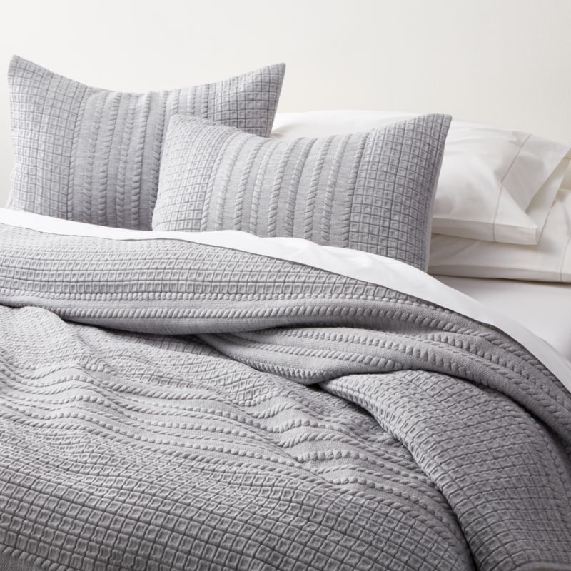 Doret Grey Jersey Quilts and Pillow Shams | Crate & Barrel | Crate & Barrel