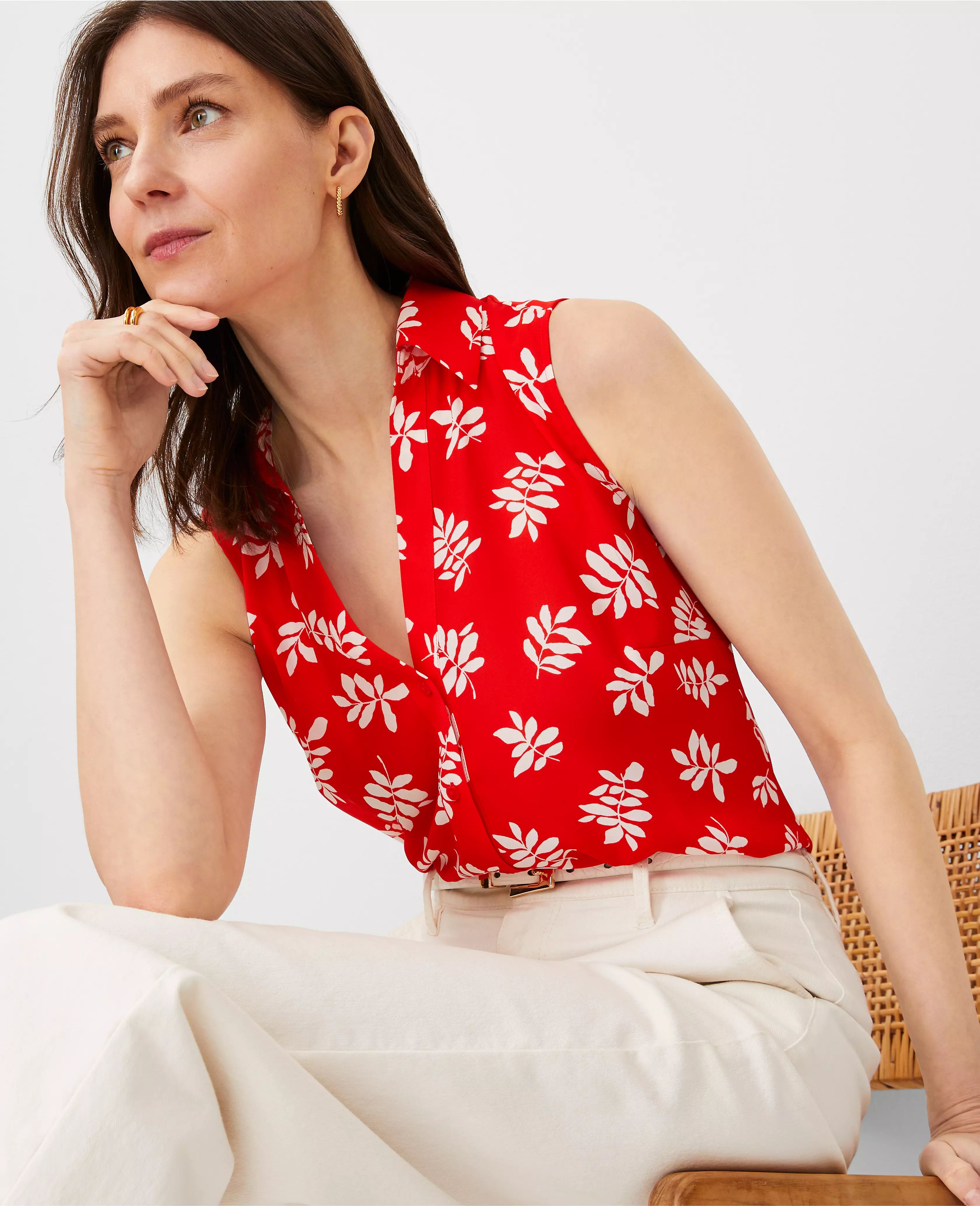 Leaf Sleeveless Essential Shirt | Ann Taylor (US)