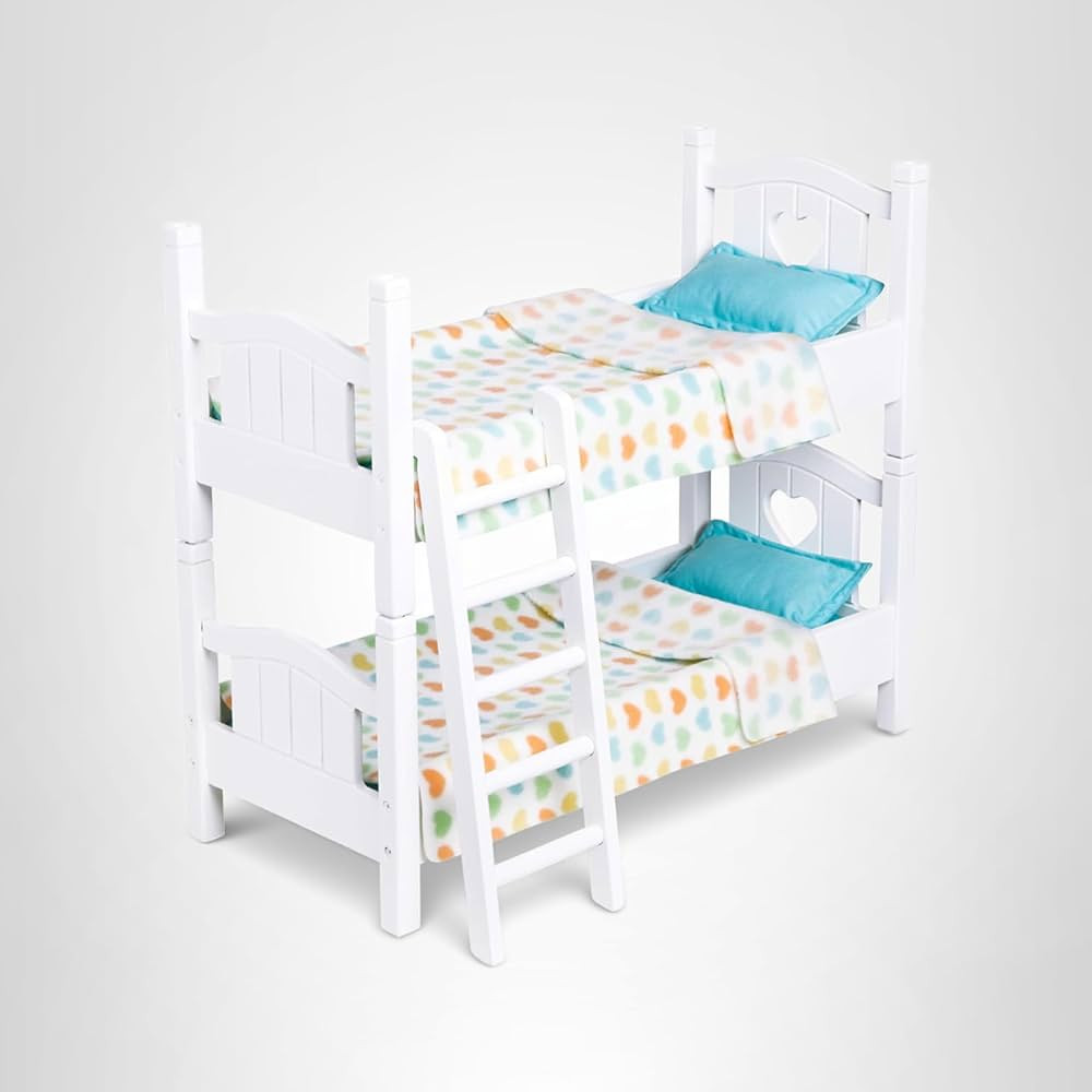 Melissa & Doug Mine to Love Wooden Play Bunk Bed for Dolls up to 18 inches-Stuffed Animals - Whit... | Amazon (US)