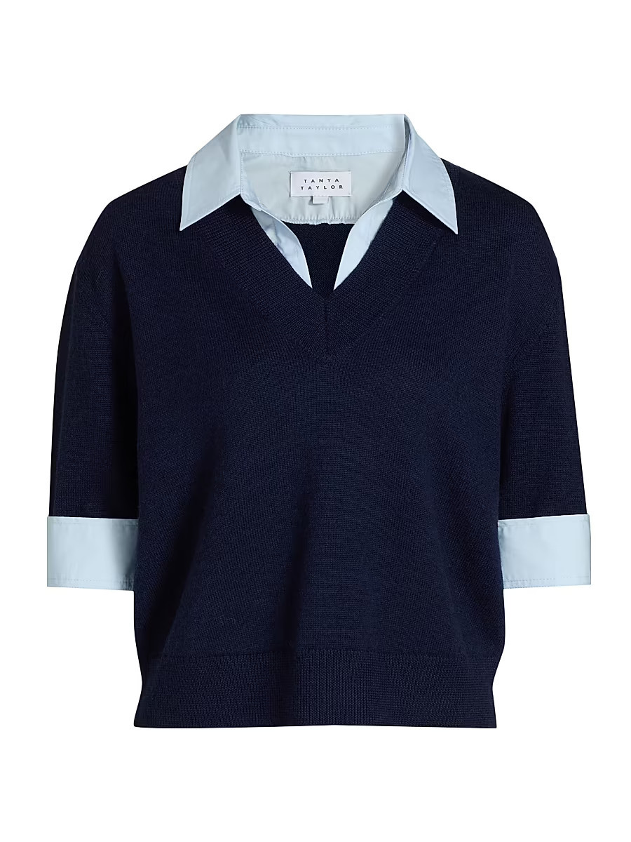 Women's Esme Sweater Combo Top - Maritime Blue Melange Oxford - Size XS | Saks Fifth Avenue