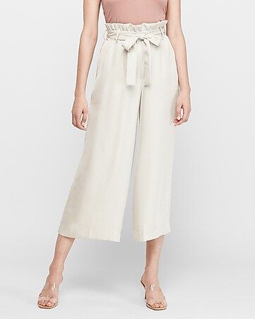 Super High Waisted Cropped Wide Leg Paperbag Pant | Express