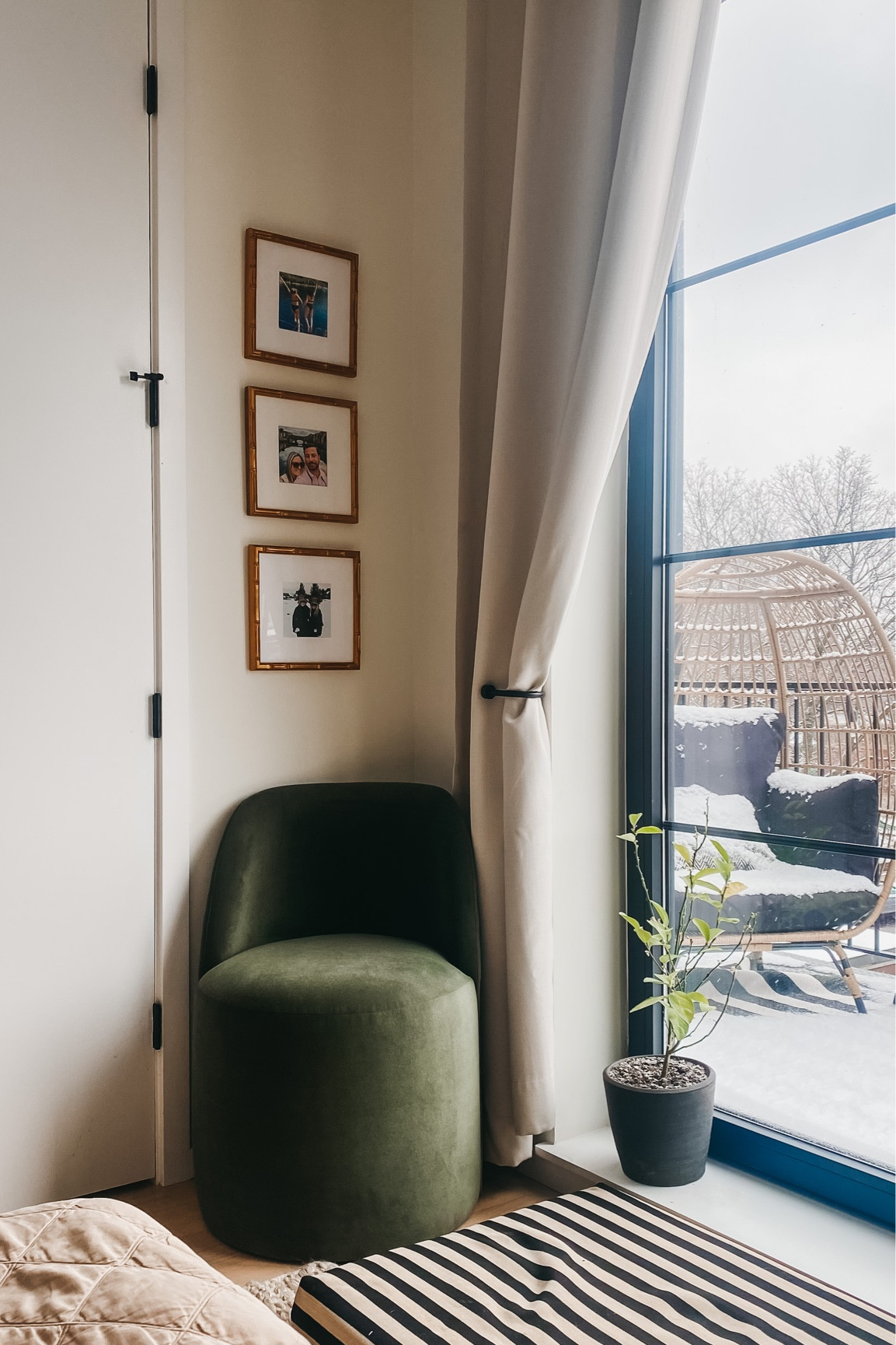 I’m obsessed with this olive green velvet barrel chair! I needed something pretty small for this corner of our bedroom and I found this pretty affordable chair at the perfect size. It says 2-3 weeks shipping, but it was at my door in literally TWO DAYS here in Chicago. So just an FYI.

Also linking my Amazon curtain tie backs and gold bamboo frames! Both super affordable. 

#LTKhome #LTKunder100