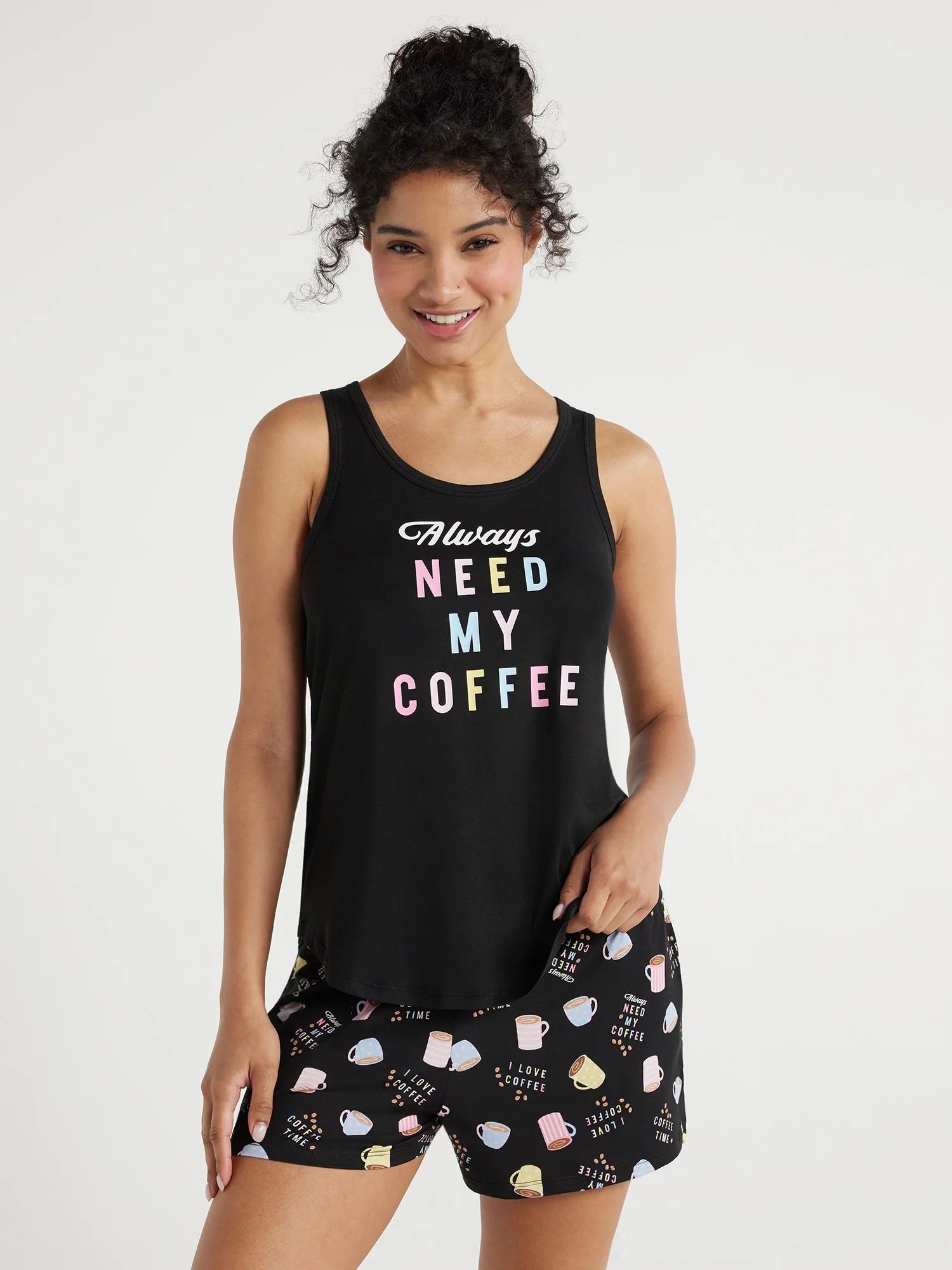 Joyspun Women's Print Tank Top and Shorts Pajama Set, 2-Piece, Sizes S to 3X | Walmart (US)