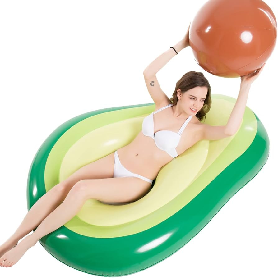 Jasonwell Inflatable Avocado Pool Float Floatie with Ball Water Fun Large Blow Up Summer Beach Sw... | Amazon (US)