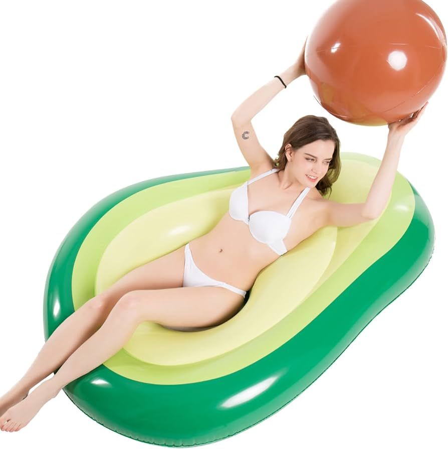 Jasonwell Inflatable Avocado Pool Float Floatie with Ball Water Fun Large Blow Up Summer Beach Sw... | Amazon (US)