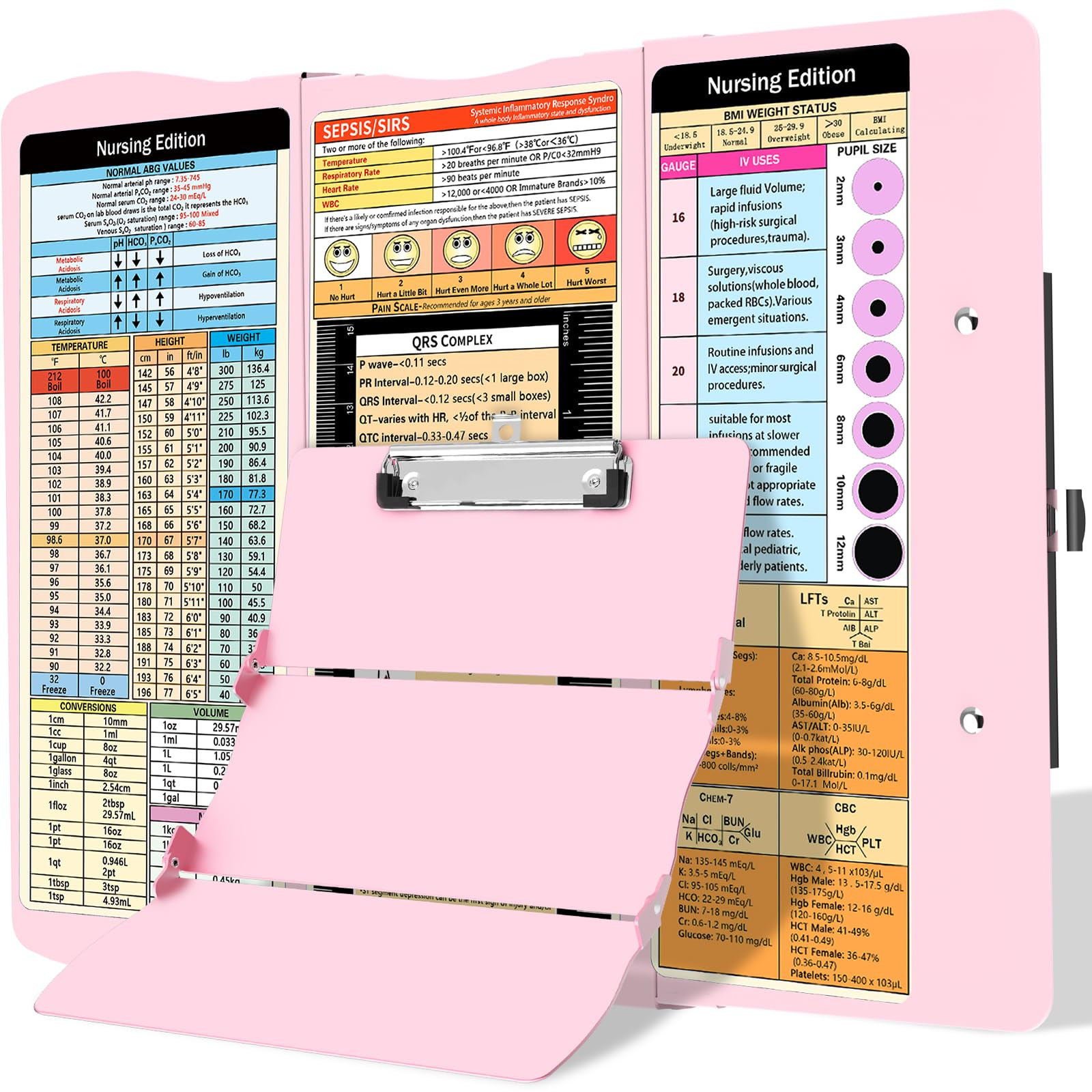 Nursing Clipboard Foldable Clipboard Medical: Edition Cheat Sheets Aluminum 3 Layers Foldable Cli... | Amazon (US)