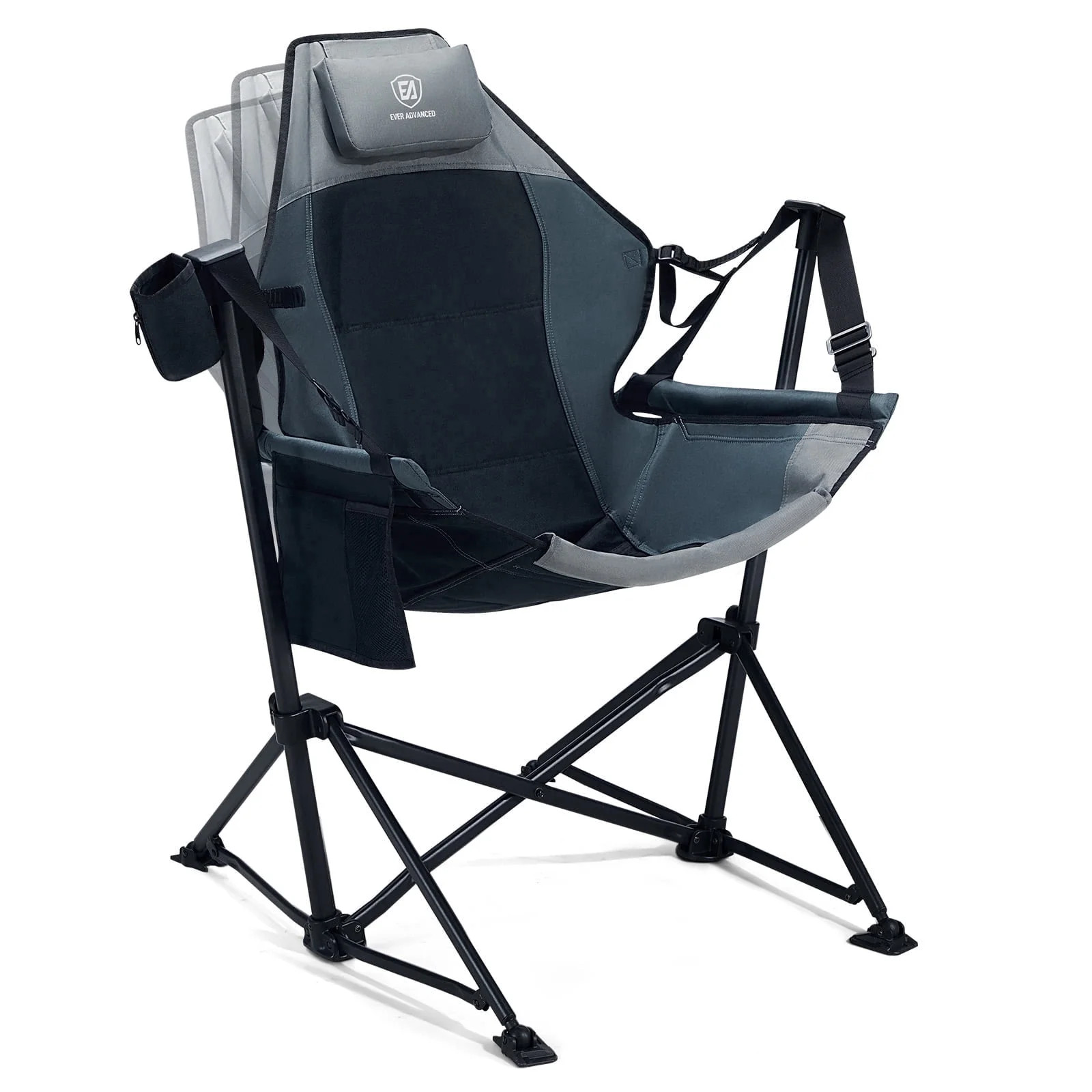 EVER ADVANCED Swinging Hammock Camping Chair with Adjustable Backrest, Supports 300 lbs, Black | Walmart (US)