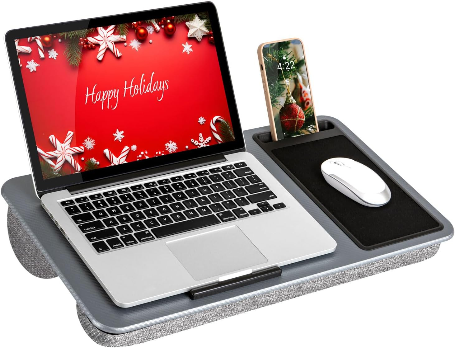 LAPGEAR Home Office Lap Desk with Device Ledge, Mouse Pad, and Phone Holder - Silver Carbon - Fit... | Amazon (US)