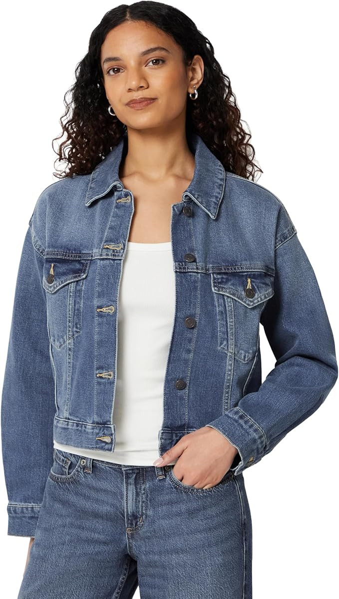 Amazon Essentials Women's Low Stretch Relaxed-Fit Cropped Denim Jacket | Amazon (UK)