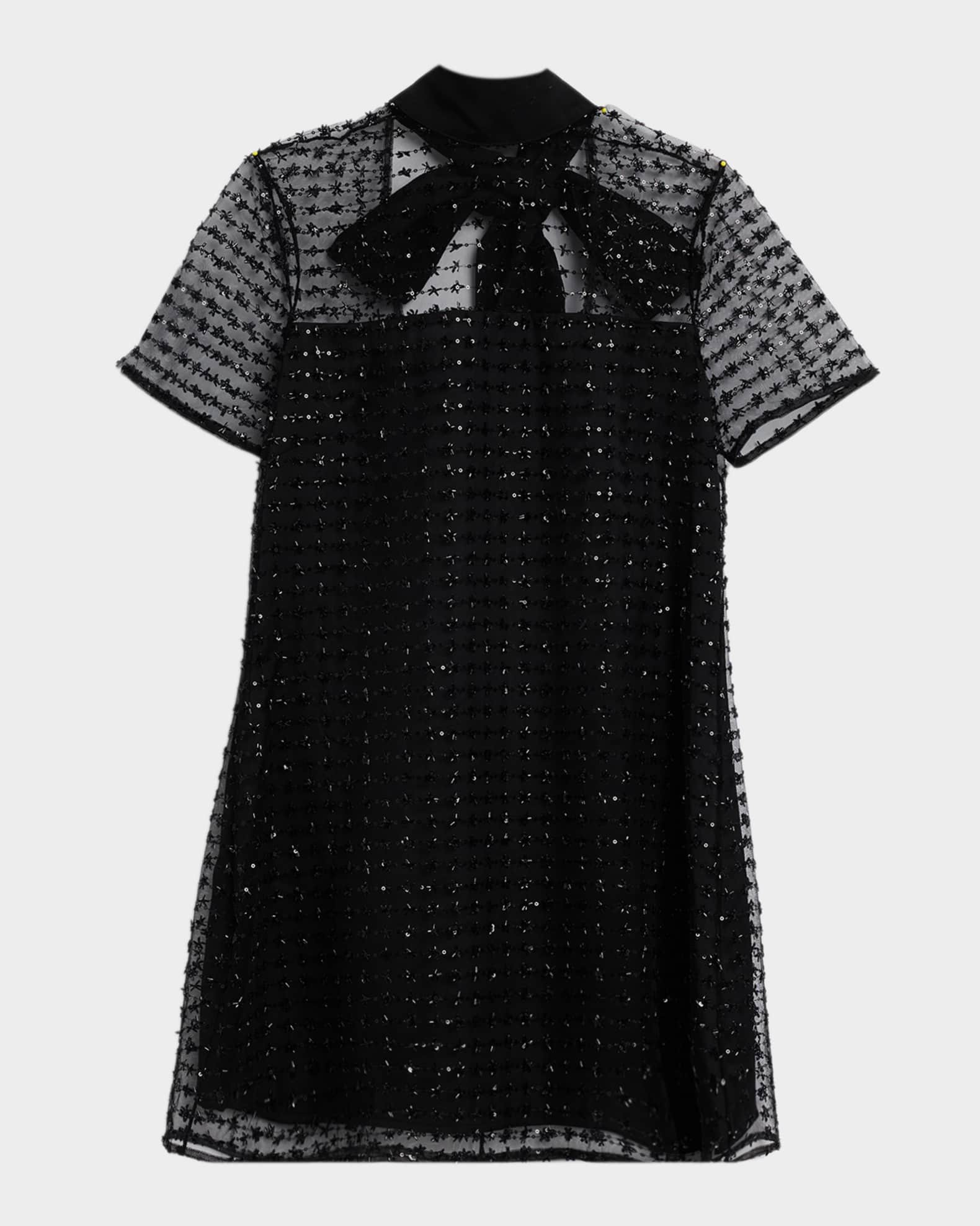 STAUD Ilana Embellished Mesh Mini Dress | Neiman Marcus