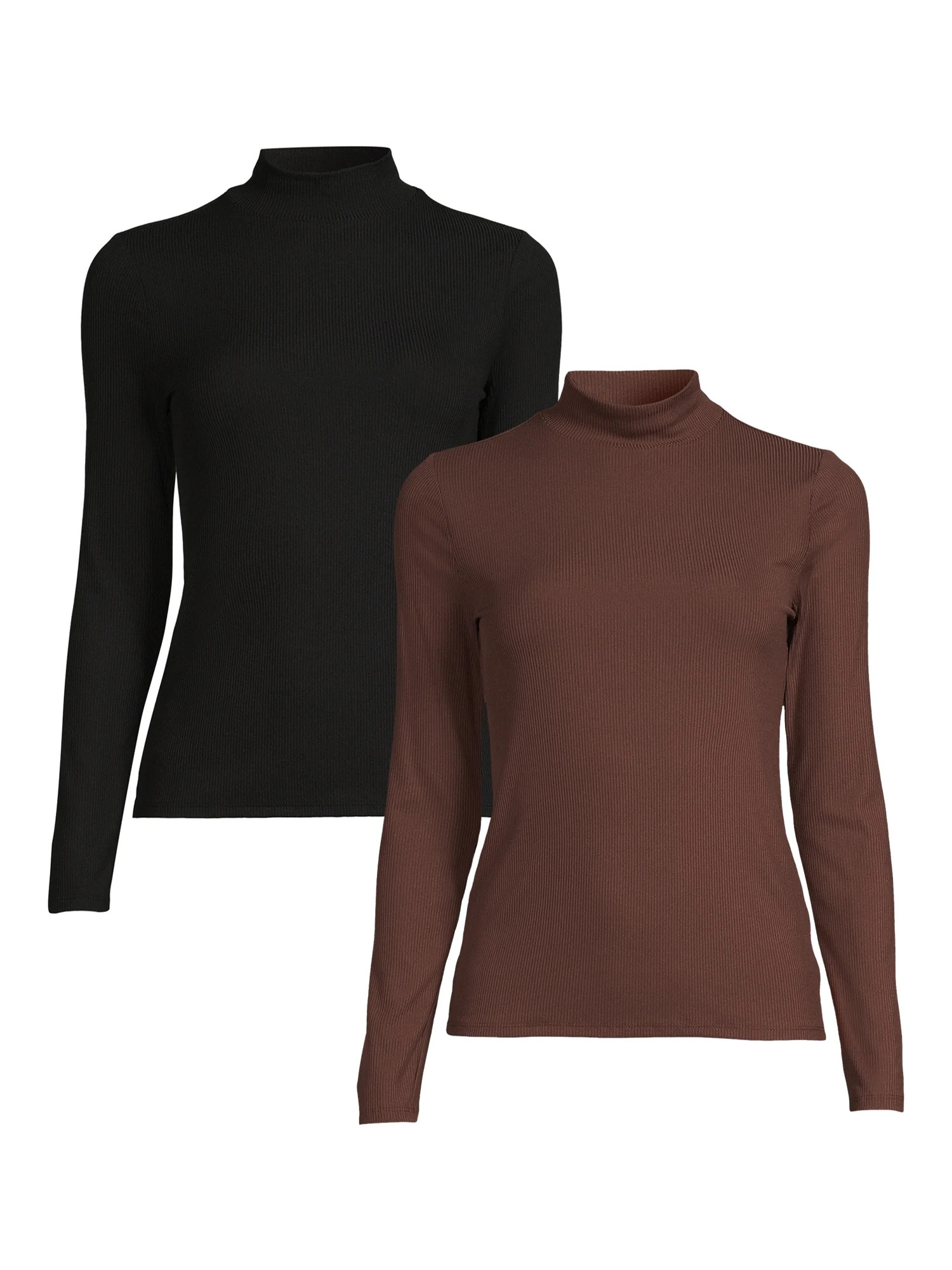 No Boundaries Juniors Mock Neck Top with Long Sleeves, 2-Pack, Sizes XS-3XL | Walmart (US)
