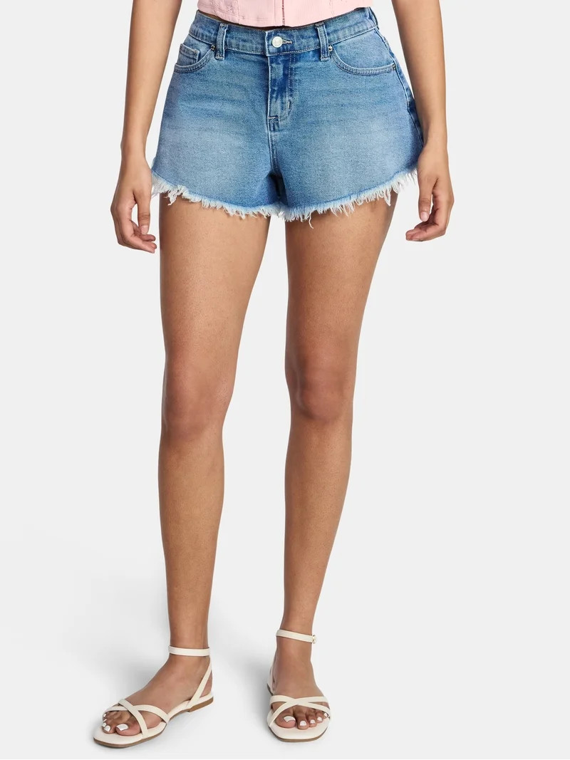 Madden NYC Women's Frayed Denim Shorts, Sizes XXS-XXL | Walmart (US)