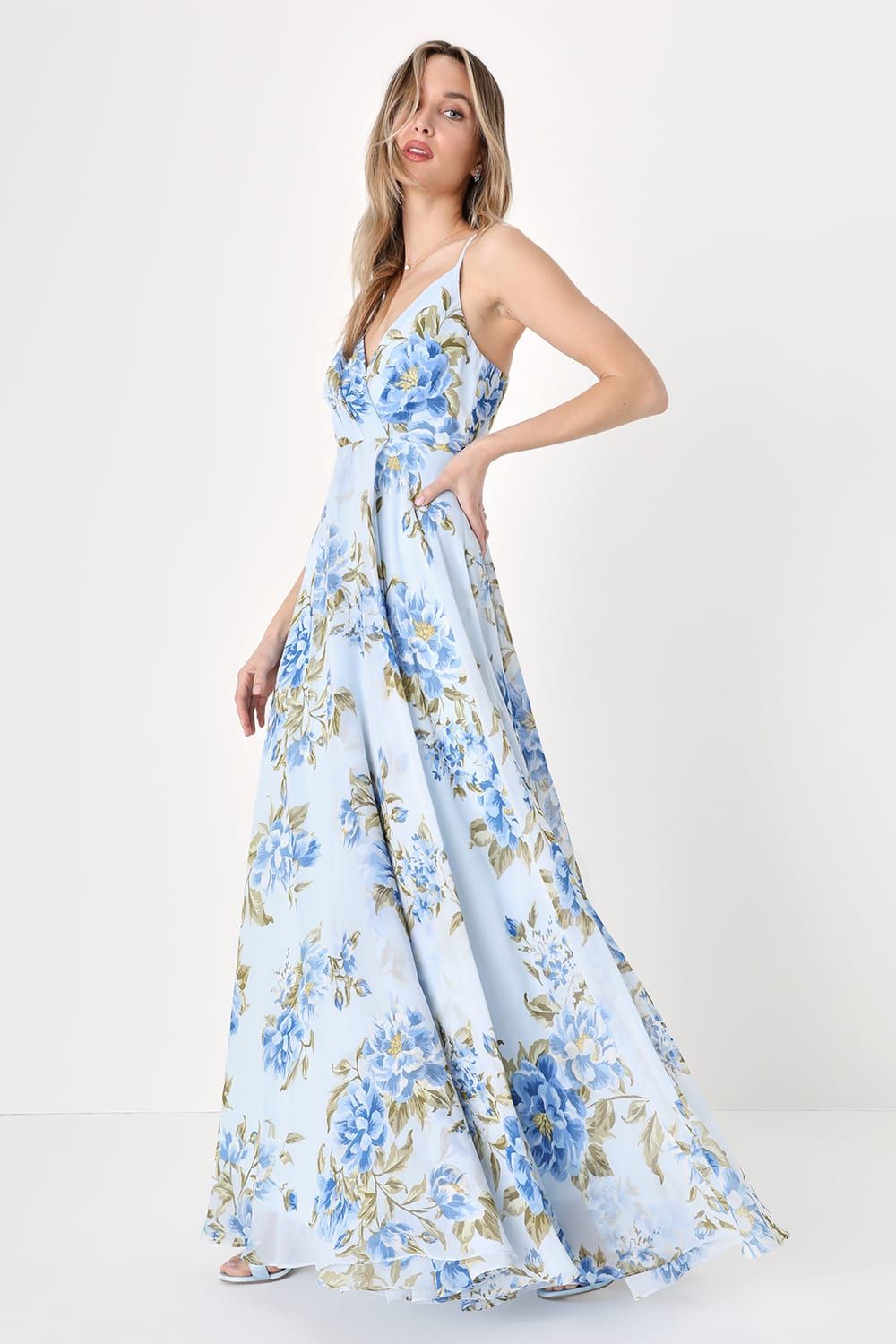 Breathtaking Blossom Light Blue Floral Print Maxi Dress | Lulus (US)