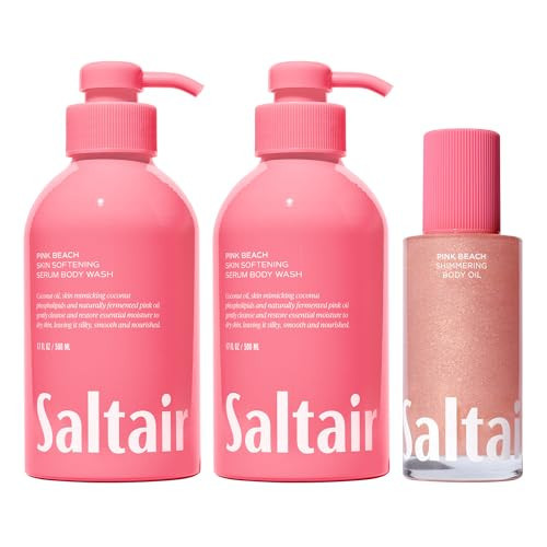 Saltair Pink Beach Bundle: Body Wash 2-Pack (2 x 17oz) + Shimmering Body Oil (4oz), Moisturizing Cleanser and Glow Oil | Amazon (US)