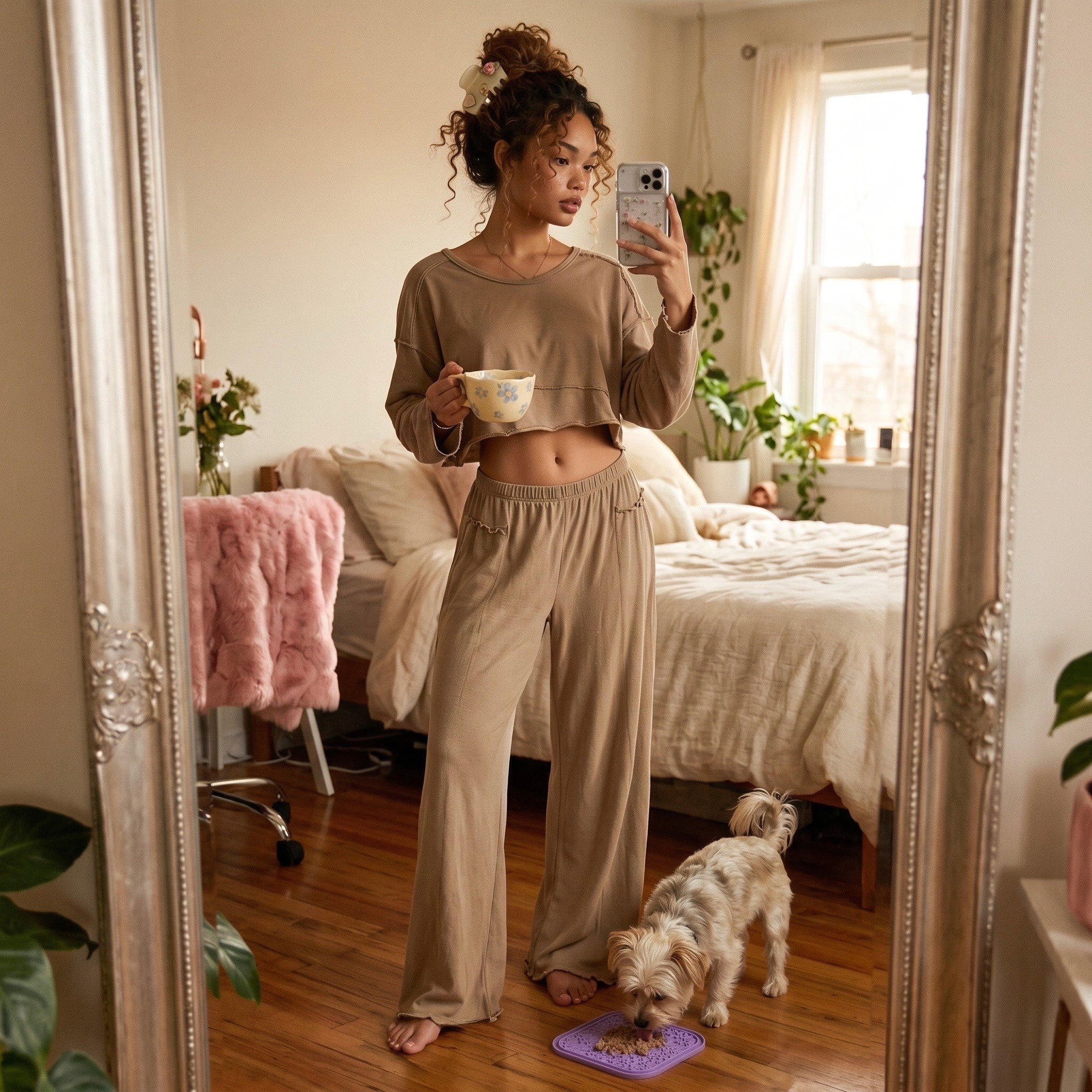 🤎 Coffee, my dog eating breakfast, and the coziest set I’ve ever put on 😭☕️ Size small in the taupe Aerie cropped lounge set — soft, effortless and on sale RIGHT NOW! Use code APPYDAYS30 for an extra 30% off as a Real Rewards member 🙌 Perfect for WFH days, lazy Sundays and slow mornings. Everything is linked in my LTK! #LTKsale #LTKstyletip #LTKfindsunder50

#LTKmorningroutine #LTKHome #LTKSaleAlert