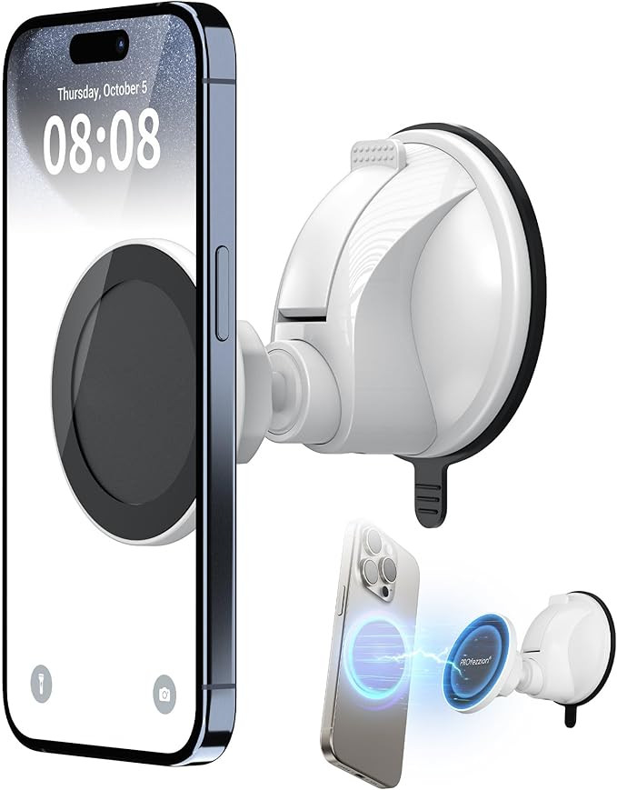 PROfezzion Magnetic Shower Mirror Phone Holder Reusable Suction Cup Phone Mount Compatible with i... | Amazon (US)