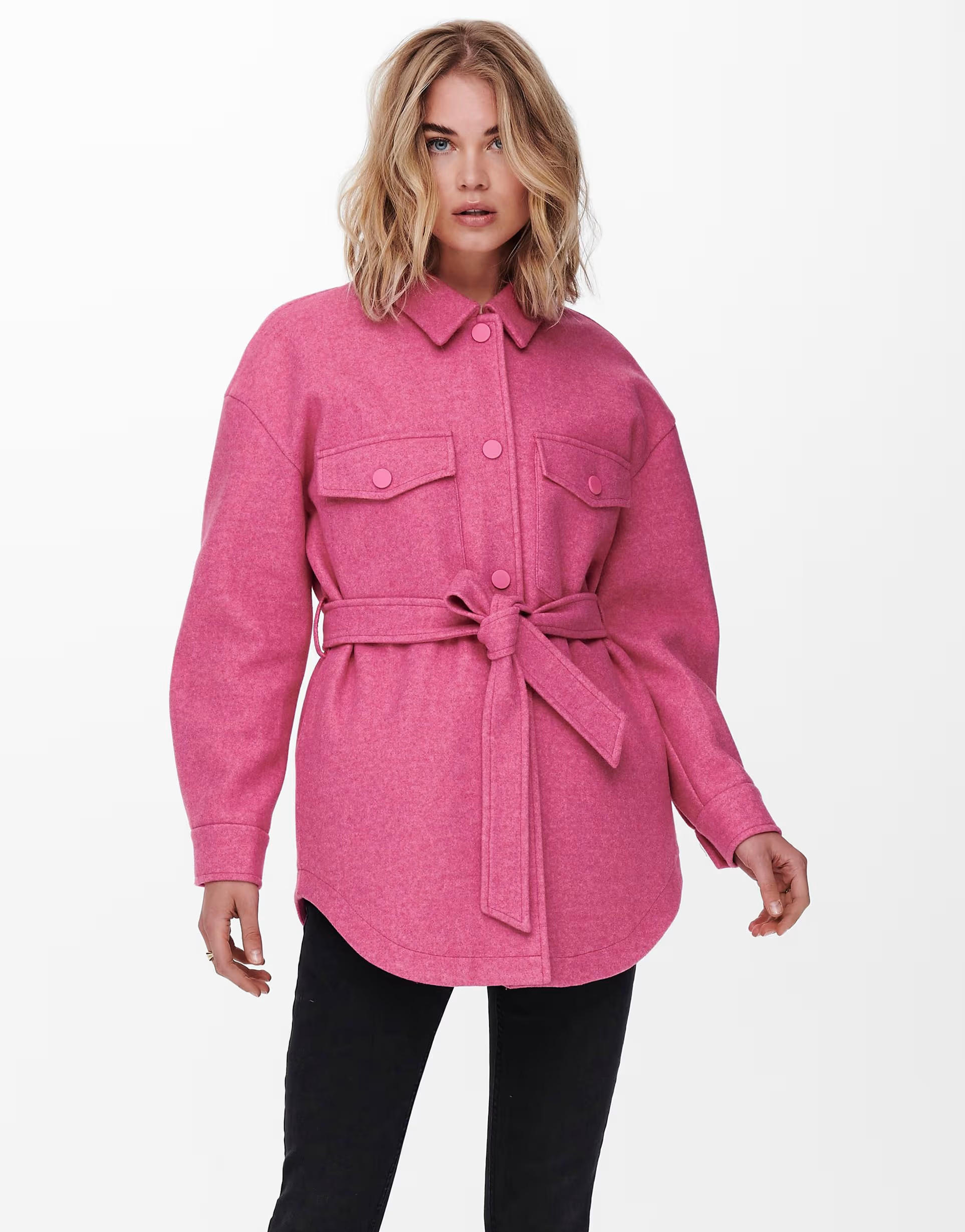 Only belted shacket in bright pink | ASOS (Global)
