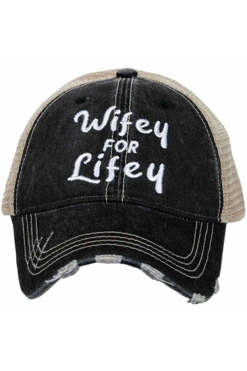 Wifey for Lifey Women's Trucker Hats Black | Katydid.com