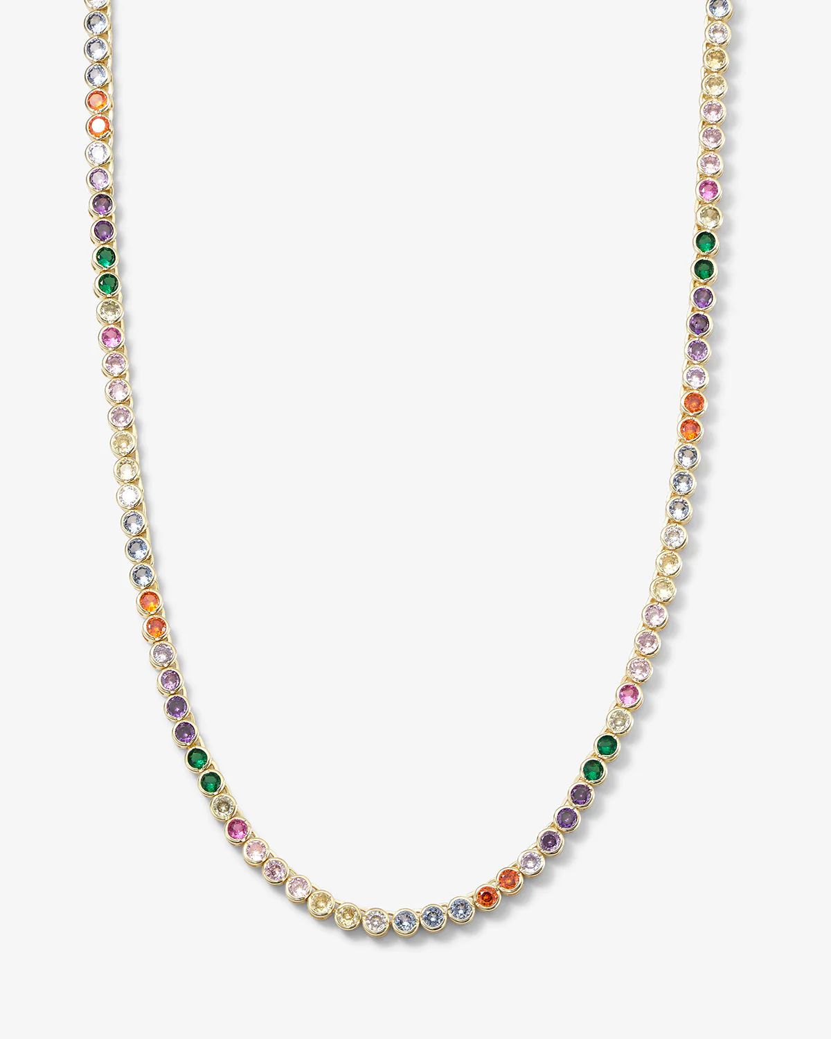 Baroness Tennis Necklace 15" - Gold|Rainbow Diamondettes | Melinda Maria Jewelry