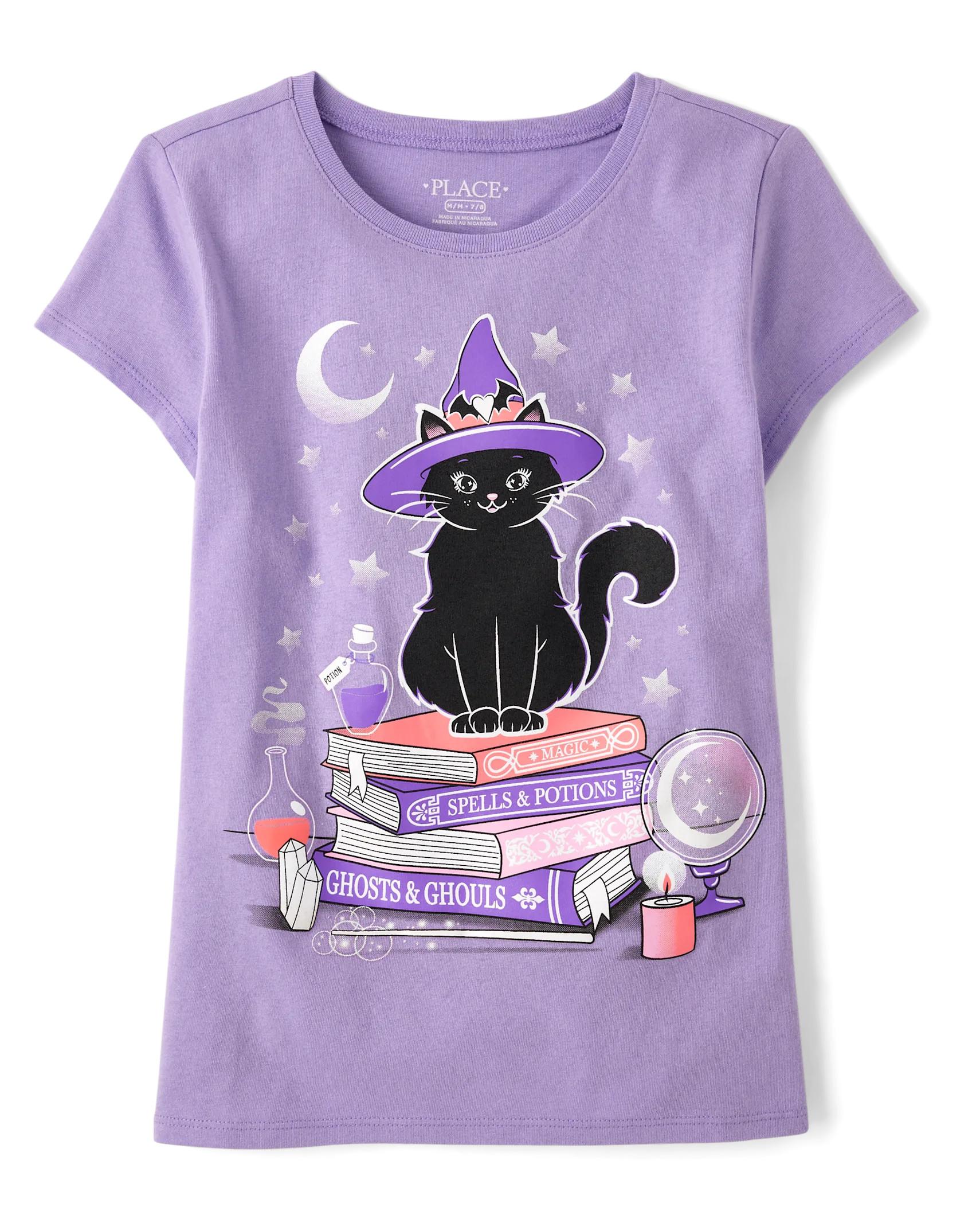 Girls Glow Cat Witch Graphic Tee - lilac rose | The Children's Place