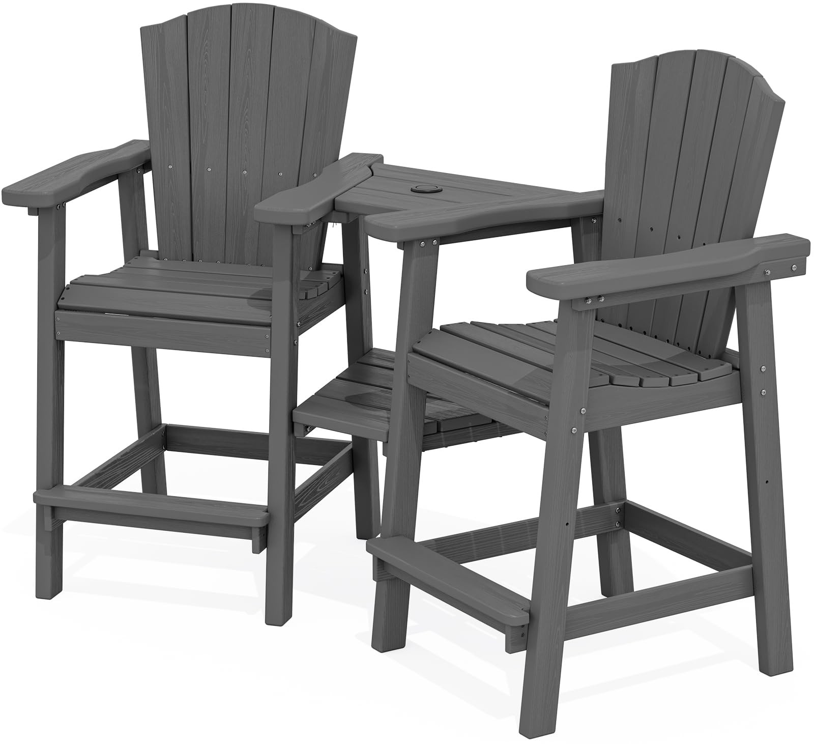 KINGYES Tall Adirondack Chair Set of 2, HDPE Tall Adirondack Barstools with Double Connecting Tra... | Amazon (US)
