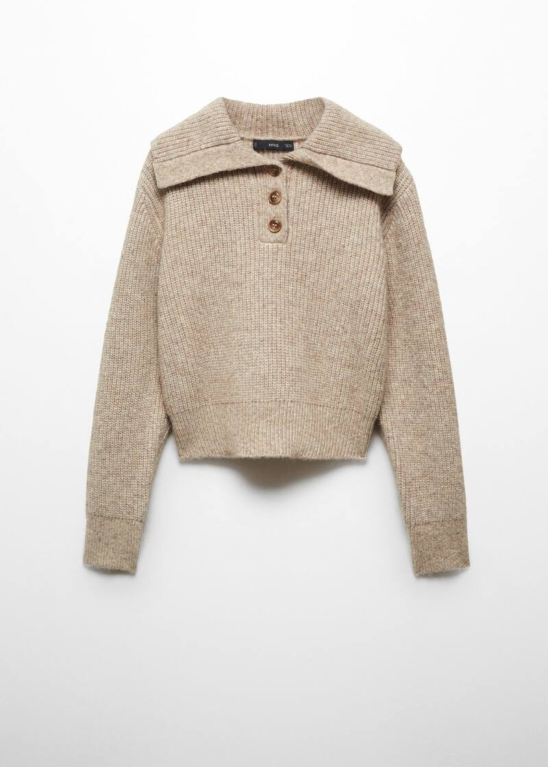 Camp-collar knit sweater -  Women | Mango United Kingdom | MANGO (UK)