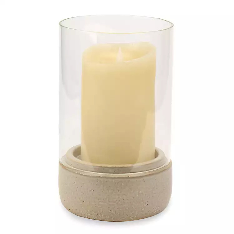 Ceramic Candle Holder with Glass Hurricane, 10 in. | Kirklands