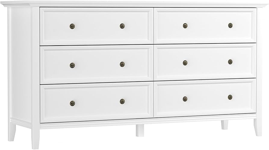 IKENO 6 Drawers White Dresser, Modern Solid Wood Chest of Drawers, White Dresser for Bedroom Room... | Amazon (US)