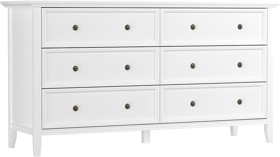 IKENO 6 Drawers White Dresser, Modern Solid Wood Chest of Drawers, White Dresser for Bedroom Room... | Amazon (US)